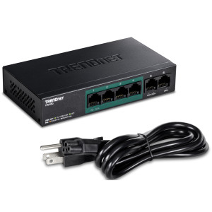 TRENDnet TPE-S50 6-Port Ethernet Switch, 4 fast ethernet PoE+ ports, 2 fast ethernet ports, 1.2Gbps switching capacity